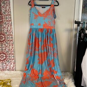 Chic Me Floral Maxi Dress Cold Shoulder Sz Xl